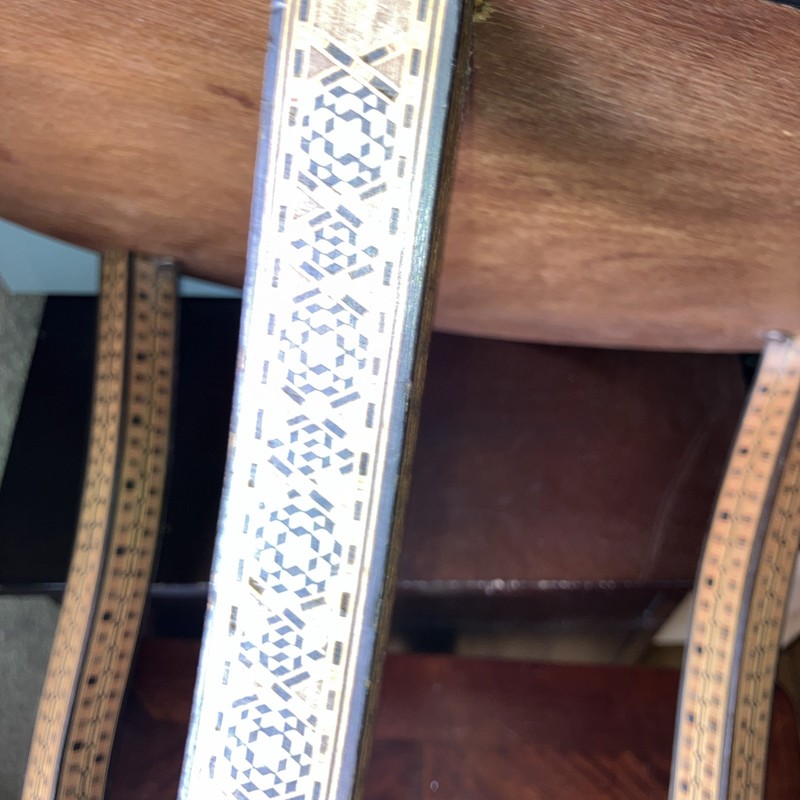 Rare Antique c.1920 Moorish Inlaid Occasional Table-3 Curved Legs-Chipping-Minor gallery