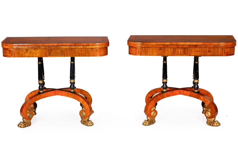 Fine Rare Pair of 19th Century English Antique Rosewood Games Tables gallery
