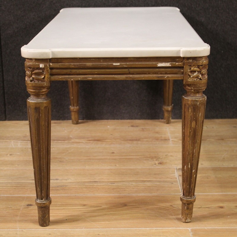 Living room coffee table marble top golden wood furniture antique style 900 gallery