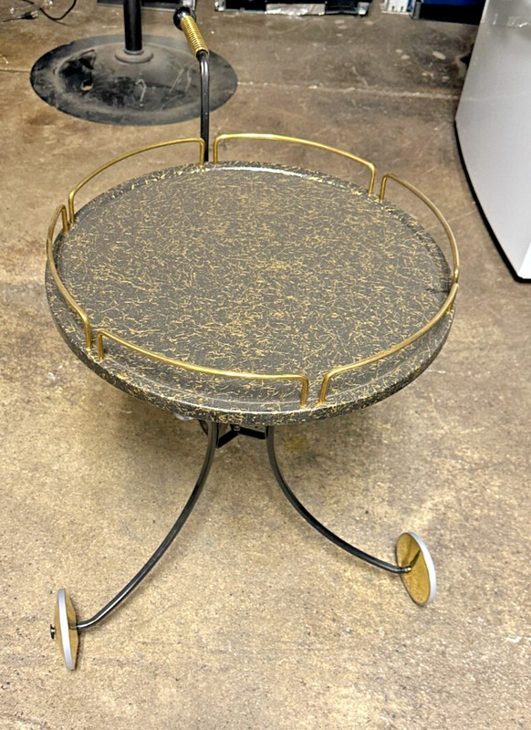 Vintage Keystone Lamp Tray Tea Table Cocktail Bar Cart Trable Black 1955 NEW