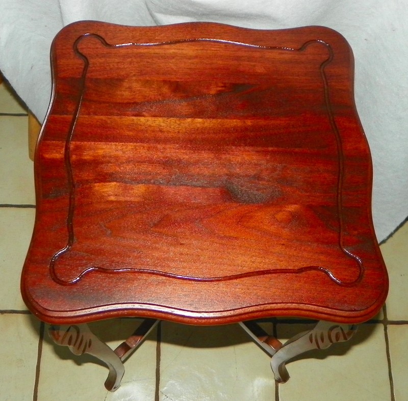 Solid Walnut Carved End Table / Side Table (ET314) gallery