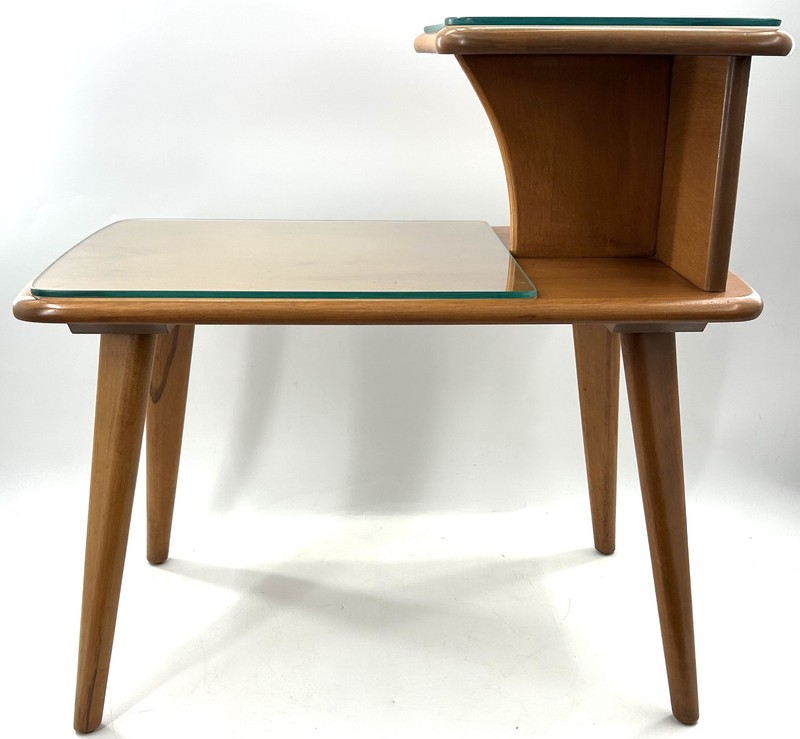 Vintage HEYWOOD WAKEFIELD MCM STEP END TABLE - CHAMPAGNE BIRCH MAPLE gallery