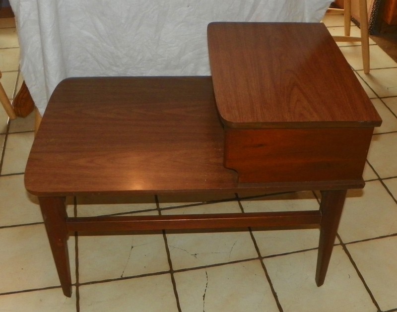 Walnut Mid Century Formica Top Step End Table by Mersman (SET-4) gallery