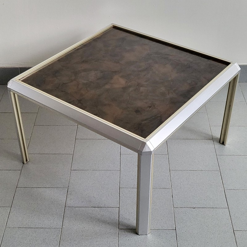 Vintage Square Coffee Table 1960 In Aluminum & Formica 60S 1960S