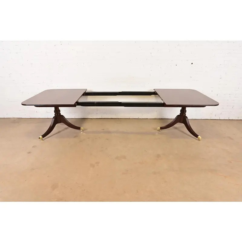 Baker Furniture Georgian Cherry Wood Extension Dining Table, Newly Refinished gallery
