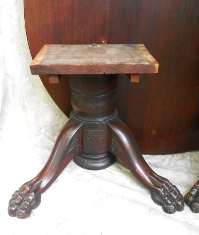 ANTIQUE SOLID MAHOGANY CLAW FOOT EXTENSION DINING TABLE~4 LEAVES gallery