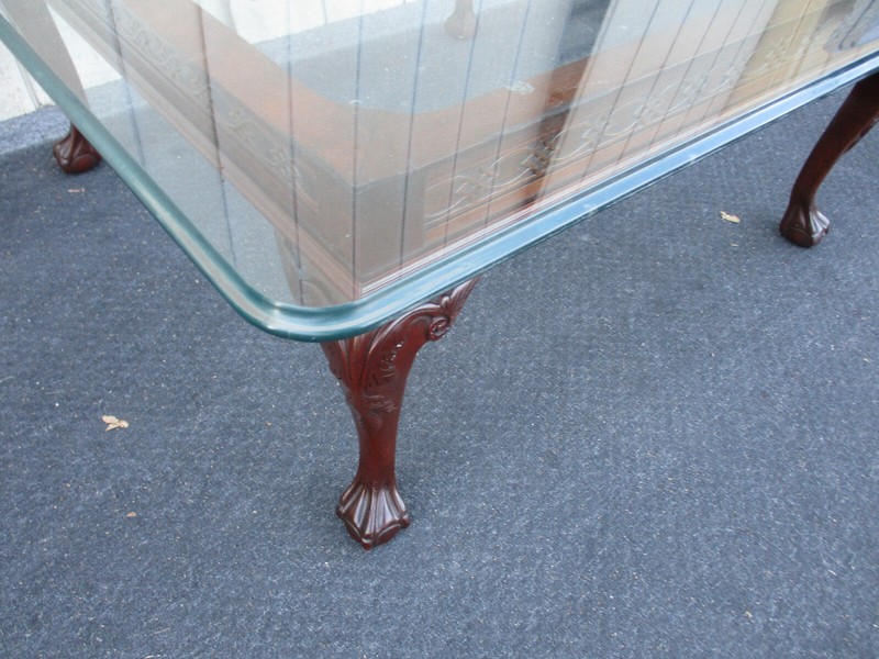 63903 Solid Mahogany Chippendale Glass Top Coffee Table Stand gallery