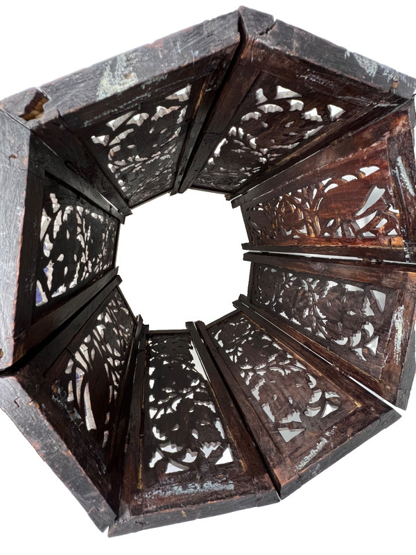Antique Hand Carved Sheesham Octagon Folding Table gallery