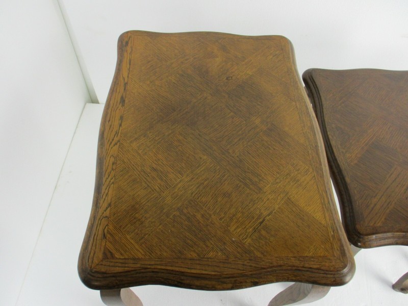 set of 3 Vintage Nesting Stacking Coffee Side Tables Wood Louis XV style WOW gallery
