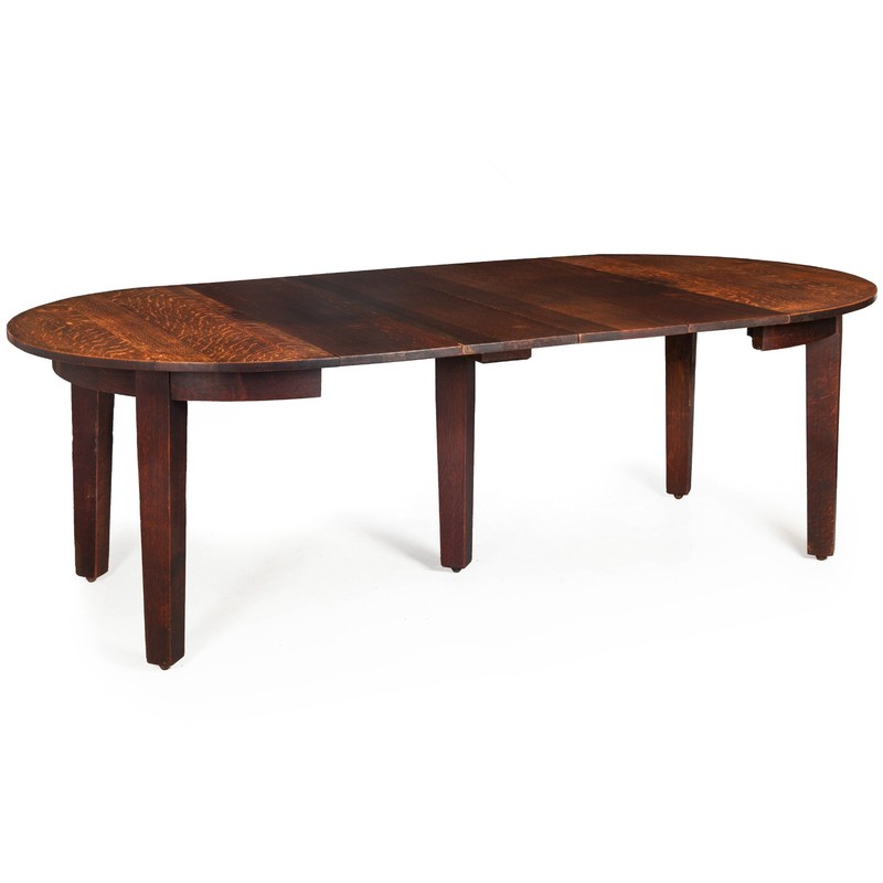 Gustav Stickley Arts & Crafts Extending Oak Dining Table no. 632 c. 1910 gallery