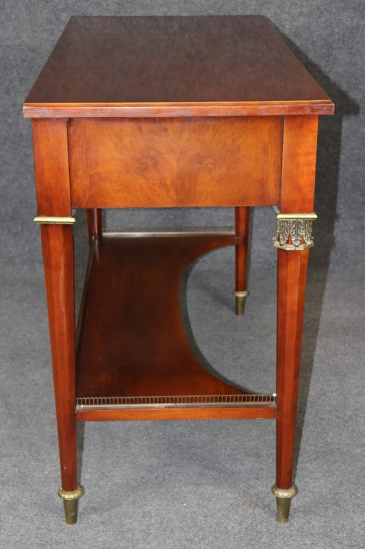 French Empire Style Two Tier Console Table by John Widdicomb with Brass Mounts gallery