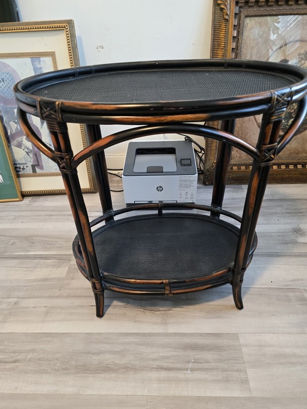 Mid 20th Century McGuire Bentwood Style Rattan Bamboo Serving Cart , No Tray