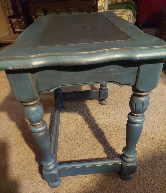 Vintage Hammary End Table In Antebellum blue Solid Wood Walnut Made in USA gallery