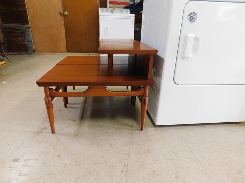 Mid Century Lane Walnut Step End Tables /Set of 2 gallery