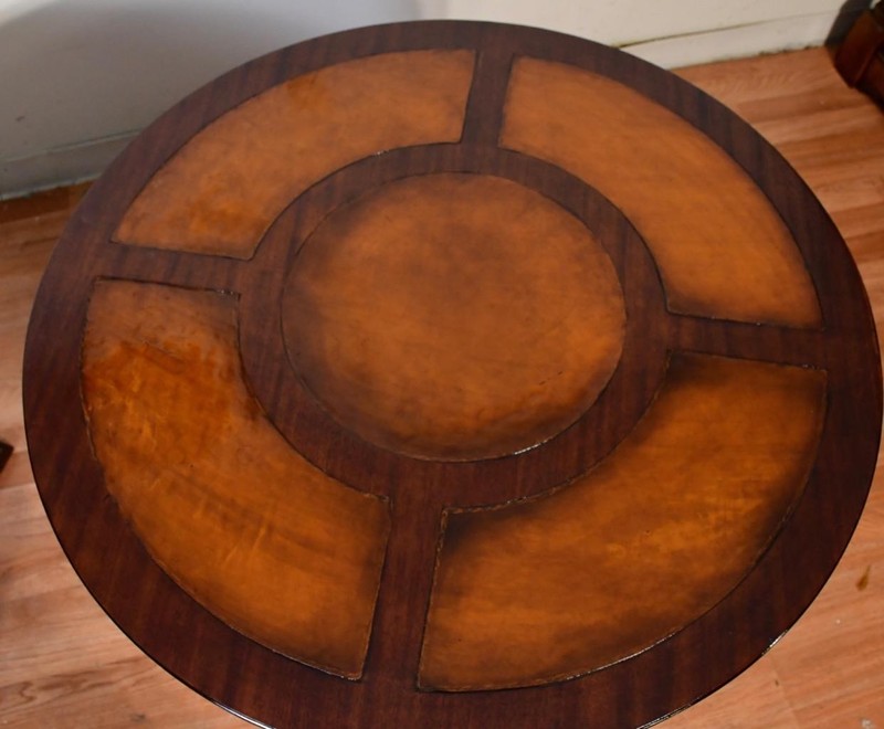 1930s English Regency Mahogany & Leather top PAIR of side tables / end tables gallery