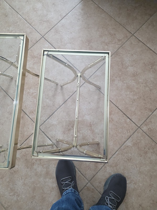 Set Of 3 Mid Century Modern Faux Bamboo Brass Nesting Tables gallery
