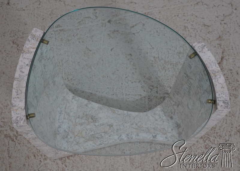 71936: Pair MAITLAND SMITH Modern Design Marble & Glass End Tables gallery