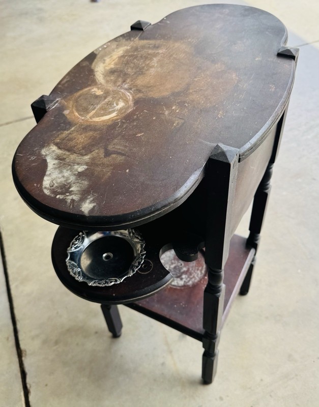 Early 1900s H.T. Cushman Mfg. #244 Smokers Table 20.5 W x 26 H x 12 D -No Stands gallery