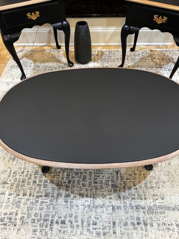 Provincial all wood , Newly Refinished. Two side tables and coffee table. gallery