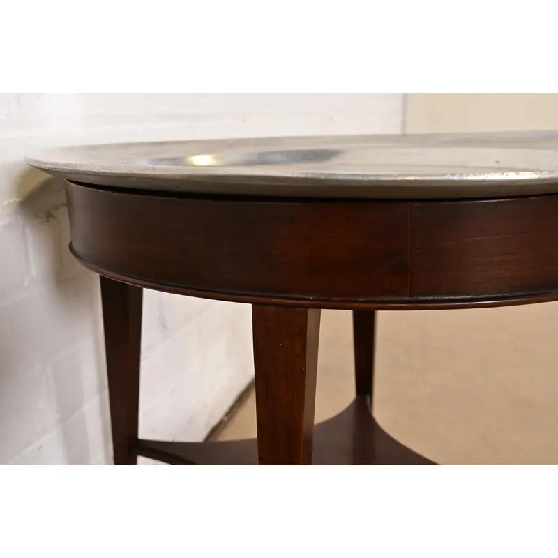 John Widdicomb Modern Regency Drinks Table With Removable Pewter Serving Tray gallery