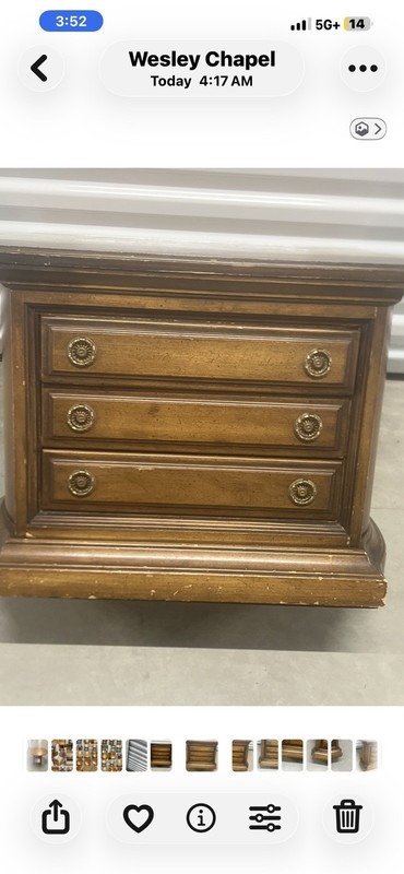 Brandt Side Table, Nightstand, Three Drawer Unique Rare Imperfections Free Ship gallery