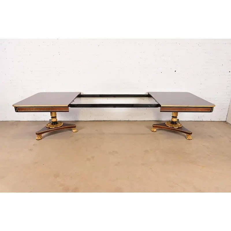 Baker Furniture Mahogan Double Pedestal Extension Dining Table, Newly Restored gallery
