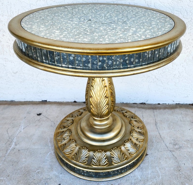 JOHN RICHARD Style Eglomise Mirror Center Side Accent Table gallery