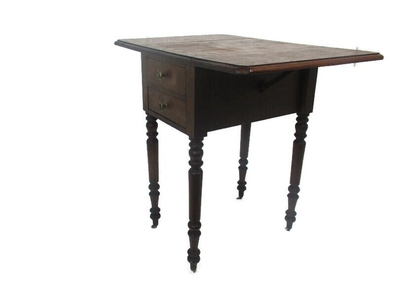 Antique Drop Leaf Gate Leg Table Cabinet Desk Hallway Furniture Drawers Sweet on