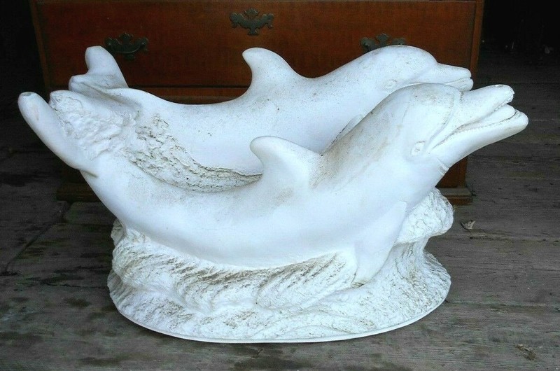 VINTAGE MID CENTURY PLASTER SWIMMING DOLPHINS COFFEE TABLE BASE gallery