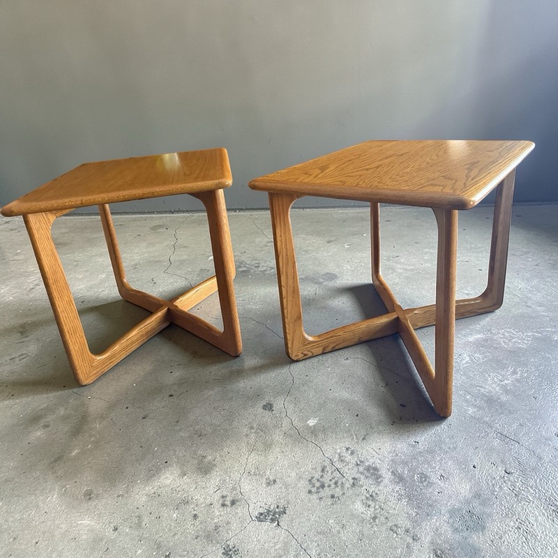 Vintage Lane Perception End Tables MCM Set of 2/Mid Century Modern 1984 gallery