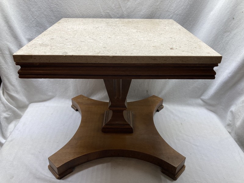 Mid Century Mahogany Marble Top Pier Table/ End Table by Lane gallery