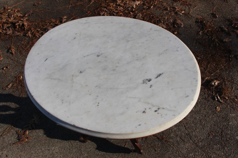 Petite Walnut Victorian Oval Marble Top Table ~ Ca.1870 gallery