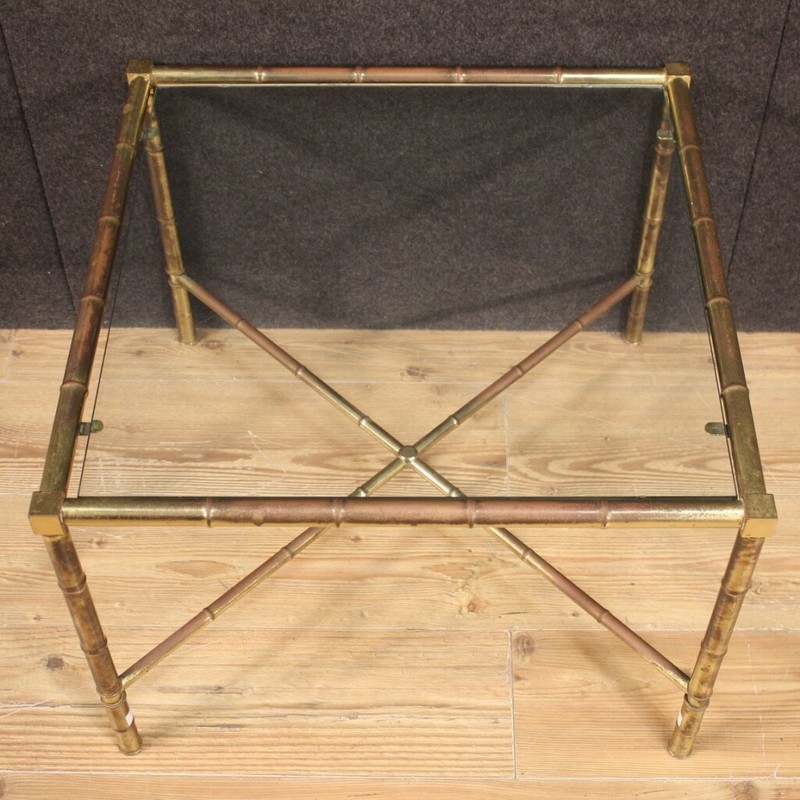 Coffee table living room bamboo furniture metal gilded vintage 60's French gallery