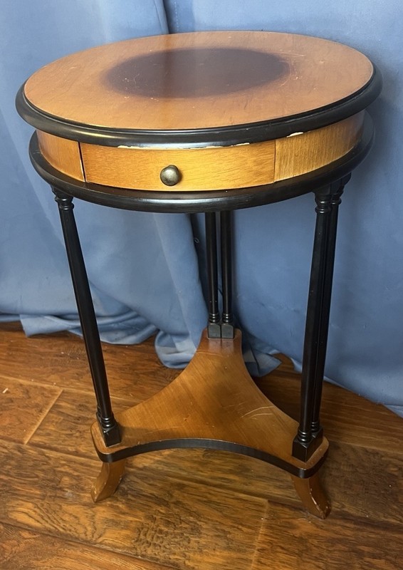 French Empire Style Cherry Ebonized Round Side Table Art Deco Italy