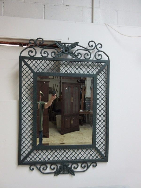 Ethan Allen Accessories Wrought Iron Glass Top Mirror Console Server Sideboard gallery