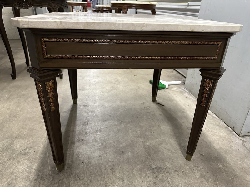 Antique French Coffee Side Table With Italian Marble On Top gallery