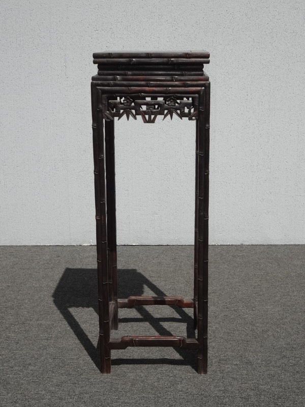 Vintage Oriental Asian Solid Carved Wood Plant Stand Side Table gallery