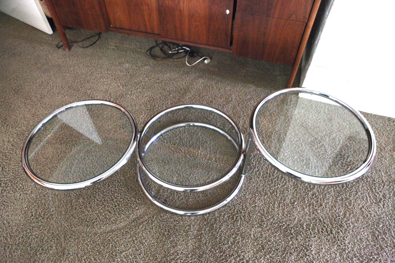 Vintage Milo Baughman 'DIA' (Signed) Three-Tier Chrome Swivel Coffee Table, NICE gallery