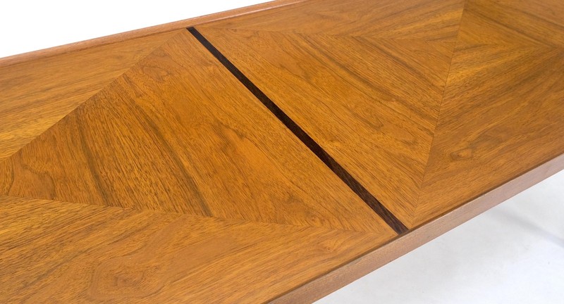 Danish Mid-Century Modern Walnut Long Rectangle Coffee Table W Rolled Edge Mint! gallery