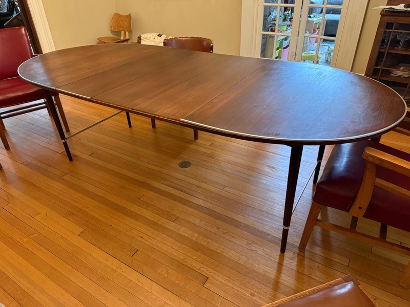 96” Paul McCobb directional Connoisseur Mahogany and Brass Dining Table gallery