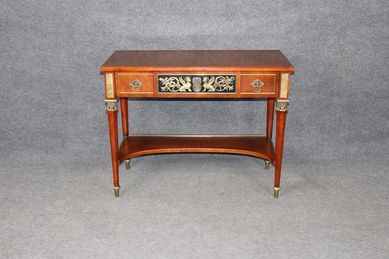 French Empire Style Two Tier Console Table by John Widdicomb with Brass Mounts
