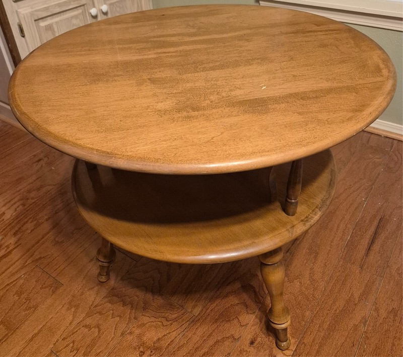Vintage Ethan Allen Swivel End Table Early American Solid Maple and Birch