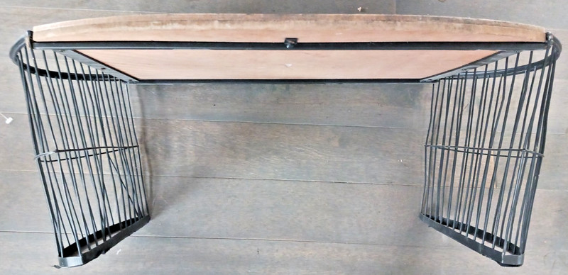 Vtg Mid Century Modern Atomic Side Table w/ Black Wire Magazine Rack 1950s/60s gallery