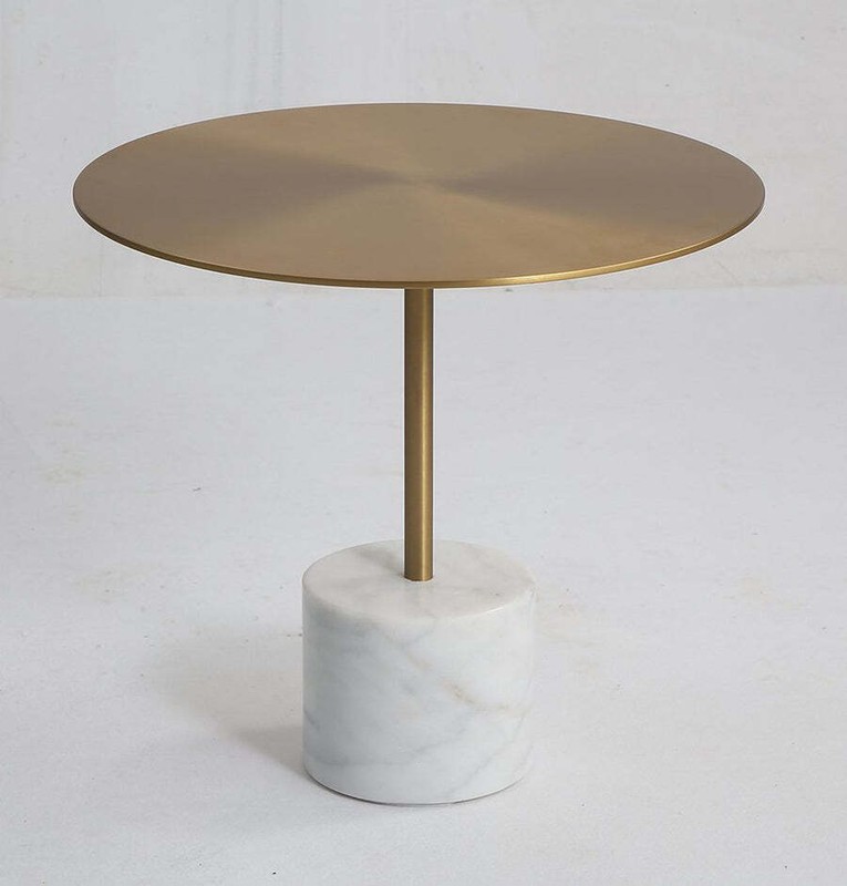 Ethan Side Table – Large – Brass And White Marble