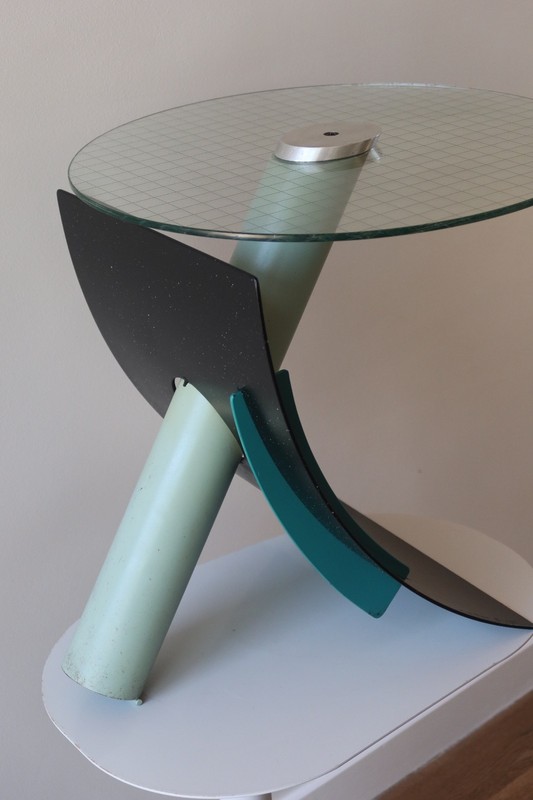Postmodern Studio Teal and Blue Side Table by Michael Graham, 1987 gallery
