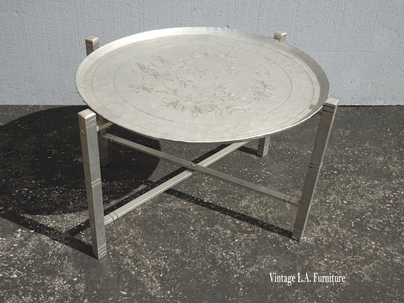 Vintage Wendell August Forge Silver Coffee Table Handmade Forged Floral