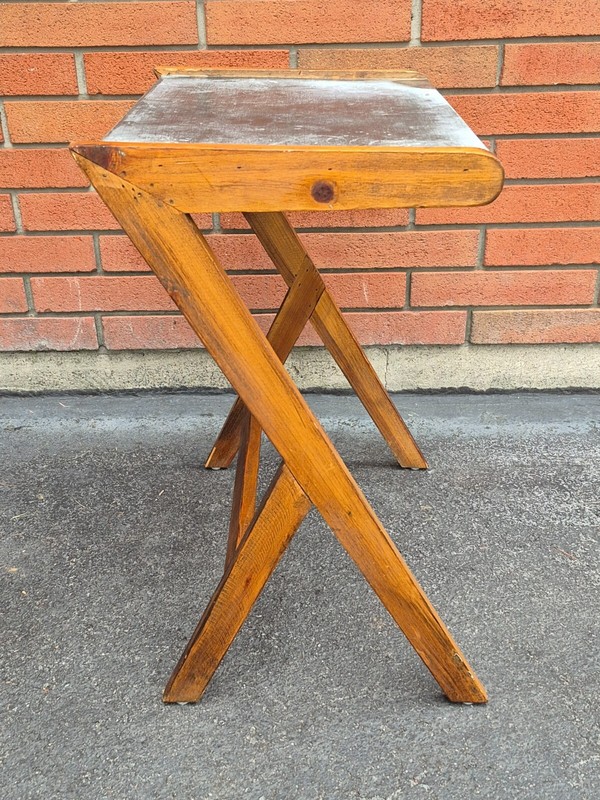 23" Vintage Mid Century Modern Art Deco Z Table Plant Stand Wood Metal Lamp Side gallery