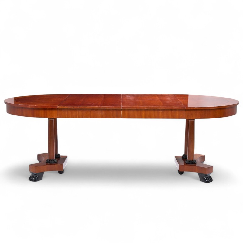 Baker Furniture Neoclassical Cherry Wood Expanding Dining Table with 2 Leaves gallery