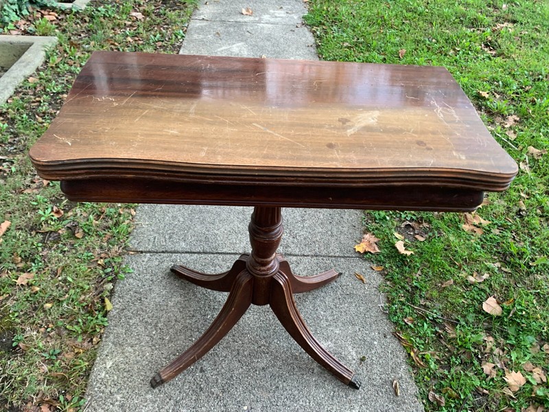 Antique Mahogany Game Table Flip/Drop Top Swivel With Hidden Storage Accent Hall