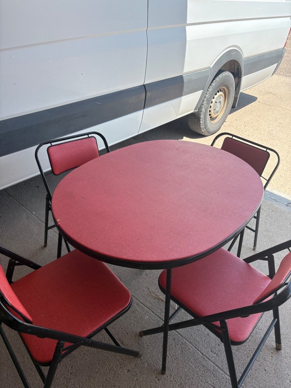 Vintage Samsonite Folding Table & Chairs RED Mid Century Modern 50s 60s 5pc Set